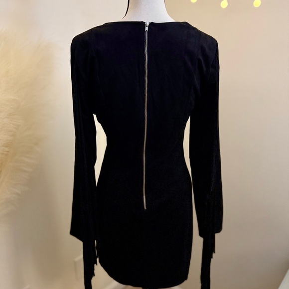 🌾 Stunning Black Fringe Sleeve Dress - Picture 5 of 6